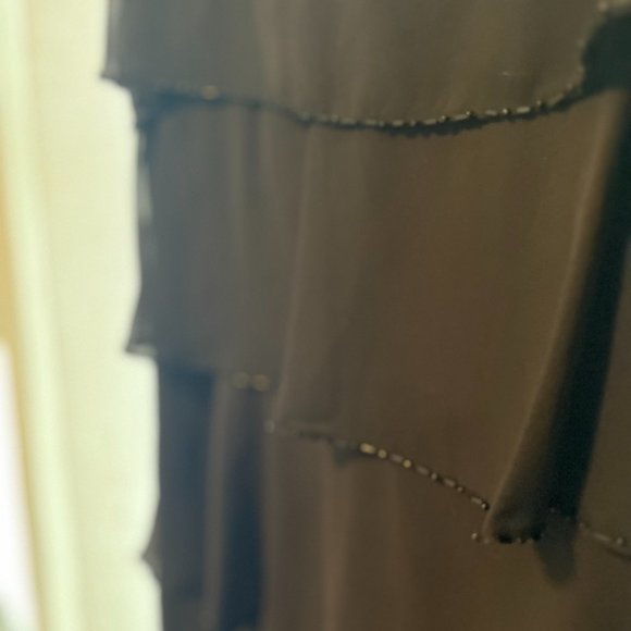 Glam RETRO/ VINTAGE black crepe with beaded fabric layering, sz 12 by PATRA. - Picture 3 of 4